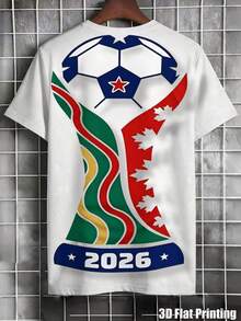 Camiseta con estampado de fútbol de la Copa Mundial 2026 para hombres, adecuada para uso casual diario - Multicolor - Ver 5