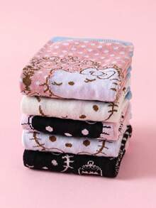 Noctvar OBM Sleepwear X Hello Kitty 5雙 Hello Kitty 踝襪，可愛卡哇伊貓咪圖案，柔軟舒適，透氣，適合夏季多用途，適用於學生/成人，中性禮物 & 日常穿著 - 彩色 - 查看 4