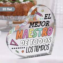 [Graduation Appreciation Memorial] "Best Teacher" Acrylic Decor In Spanish, Colorful Heart-Shaped Transparent Design, Graduation Gift From Students To Homeroom Or Subject Teachers - 1PC - View 8
