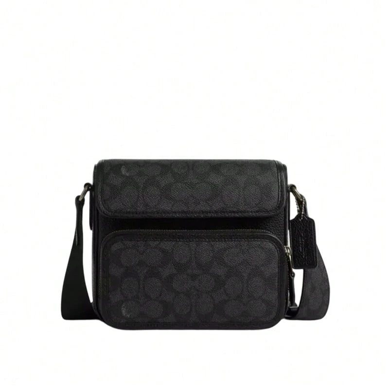Bolso bandolera para hombre con estampado del logo de Coach CZ396QBMI5 - Negro carbón/Negro CZ396QBMI5 - Ver 1