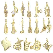 1pc Copper 18 Styles Music Instrument Pendant DIY Bracelet Necklace Earring Jewelry Accessory Charm Suitable For Concert Daily Commute Gift Between Colleagues - Multicolor - View 12