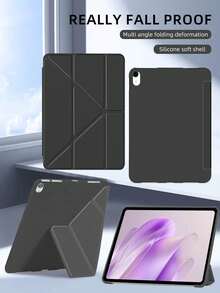 1個 矽膠Y型摺疊黑色平板電腦保護殼，適用於IPad Mini1/2/3/Mini4/Mini5/Mini6/Mini7/Air/Air2/9.7/10.2/10.5/Air4/Air5/10.9/Pro 11"/10th Gen/ Air 11-In.(M2)-2024/ Pro11-In.(M4)-2024/Air 11-Inch (M3) 2025/ (A16) 11 Inch 11th Generation 2025/ Air 8(M4)2026(11-Inch) 機型，不含筆，Y型摺疊可調多角度支架，PU皮革 + TPU 全覆蓋防震耐磨，蜂巢散熱，磁吸休眠/喚醒，極簡輕巧，可摺疊平板電腦保護殼 Y型摺疊平板電腦保護殼 無筆槽 - 黑色 - 查看 3