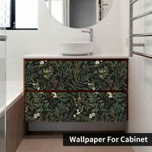 1 Roll Home & Living PVC Green Leaf & White Flower Decorative Self-Adhesive Wallpaper, Waterproof, Moisture-Proof, Oil-Proof, Easy To Clean, Removable, Peel And Stick, Suitable For Living Room Wall Decor, Bedroom Decor, Kitchen, Dorm, Home Decor, Furniture And Old Wall Renovation Room Decor. Guest Room Supplies Self-Adhesive Wall Tile, Size 17.7" X 118"/39.3"/196.8" Home Sticker - Multiple Styles - View 11