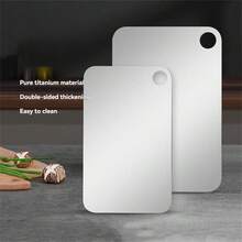 1Pc Silver Stainless Steel Round Hole Cutting Board, Solid Metal Material Anti-Bacterial And Durable. Round Hole Design Convenient For Hanging Storage And Handling. Smooth Surface Not Easy To Leave Knife Marks, Effortless To Clean. Suitable For Cutting Vegetables, Meat And Daily Food Preparation. - 1PC - View 12