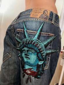 Wide Leg Jeans Skinny Fit Jeans 2025 New Free Muse Like Retro Old Washed Jeans Women's Brand Straight Trousers - Màu xanh lam - Xem 6