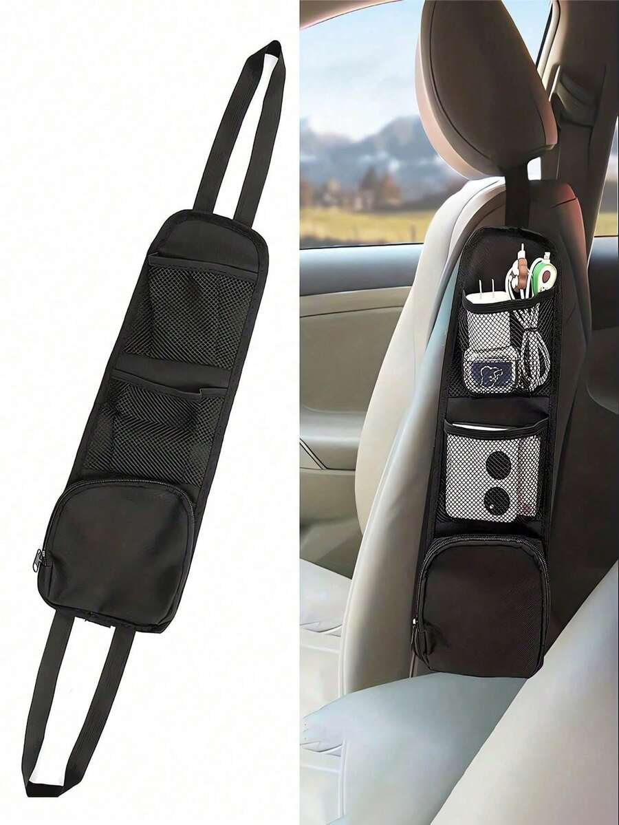 1 pieza/2 piezas Organizador de asiento de coche, ligero y portátil, diseño de múltiples bolsillos, se puede colgar en el lateral del asiento, diseño de malla multifuncional, adecuado para la mayoría de sedanes, SUV, camiones y otros modelos de vehículos, puede almacenar diversos artículos, mantener su automóvil limpio y ordenado. - Negro - Ver 1