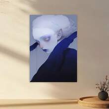 Enmarcado Lienzo 2D plano, 1 pieza, enmarcado, para decoración de pared - Póster de fantasía azul y negro de inspiración gótica para el hogar, la oficina, el bar o la cafetería - Perfecto para vacaciones, el Día de la Madre, graduaciones y más, artículo de regalo para eventos | Estética gótica | Elegante pieza de pared, decoración gótica para el hogar - Enmarcado - Ver 3