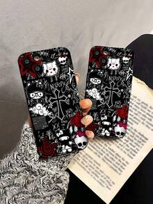Grafitis de   en rojo y negrofunda de teléfono Fundas compatibles con ,Apple,VIVO,OPPO,,, y Honor.Fabricadas en silicona TPU,ofrecen protección contra golpes y caídas. - Negro - Ver 5