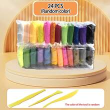 Juego de arcilla seca al aire para manualidades, arcilla plástica ultraligera con herramientas de tallado para amigos y niños, 12/24/36 Uds. - 12 colores - Ver 11