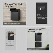 [Free Shipping] Through The Wall Drop Box, Heavy Duty Steel Through The Wall Mailbox With 2.8-7.9" 13" Combination Lock, 13x7x17" Mail Drop Box, Black-XY464495 - Default0 - View 5