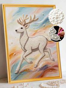 5D Running Deer Pearl Painting, Frameless Diy Handmade Pearl Painting Set, Suitable For Bedroom Decoration, Living Room Painting And Room Decoration. - A - View 3