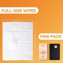 Travel Flushable Wipes, 8 Mini Packs, Lemon Citrus Plant-Based Wet Wipes For Adults, Septic, Gentle For Sensitive Skin & Hypoallergenic (Total 56 Wipes) - 檸檬柑橘 - 查看 6