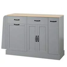 Modern Sideboard With Multiple Drawers, Storage Unit With Bin Compartment And External Spice Rack For Dining Room, Living Room And Kitchen (Grey) - 灰色 - 查看 10
