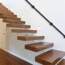 8Ft Stairs Handrails, Metal Industrial Pipe Stair Railing With Wall Mount Support For Home Indoor - A - View 8