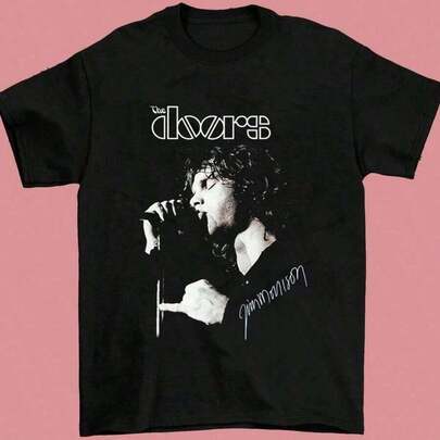 Camiseta De Jim Morrison De Manga Corta De AlgodóN, Todas Las Tallas, Camisetas Unisex GráFicas, Camisetas Para Hombres, Ropa De Calle, Camisa Blanca, Camisa Negra, Suelta Y CóModa Nacional