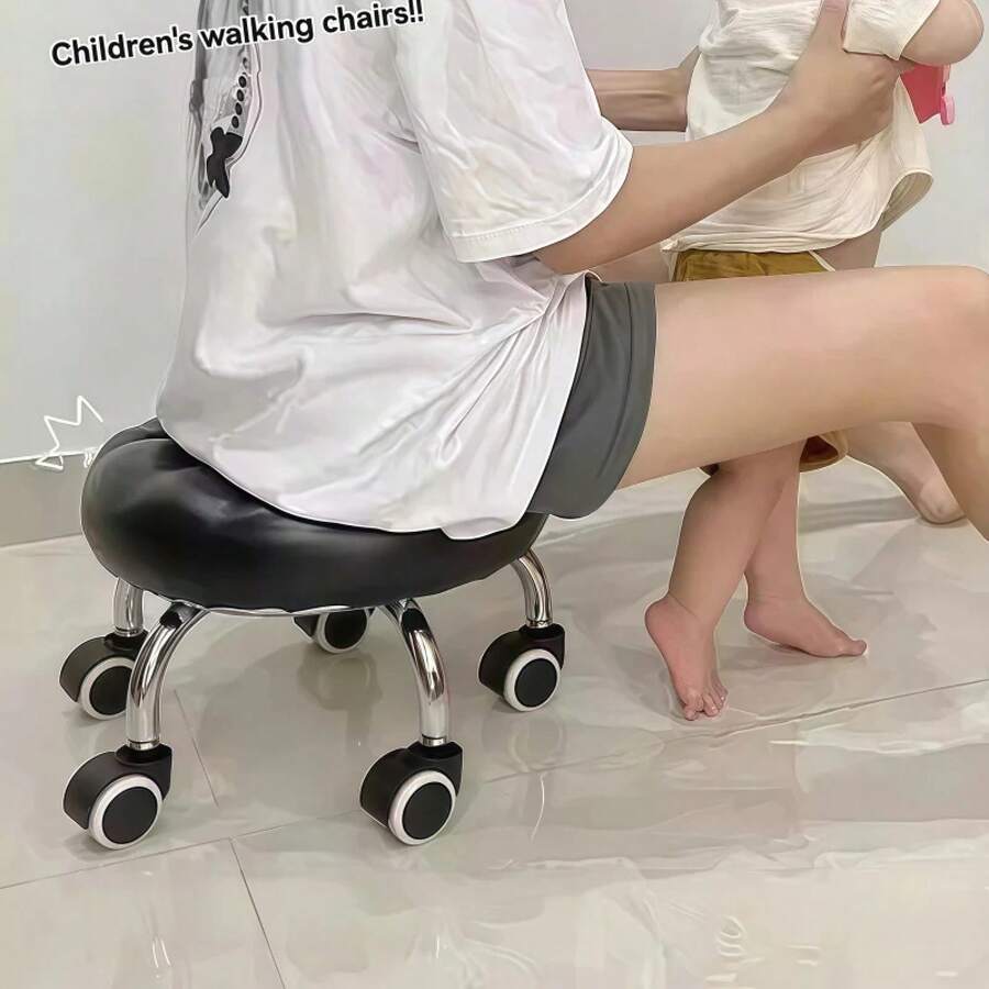 Taburete multiusos para el hogar con ruedas, asiento giratorio para manicura, pedicura, costura y taburete de aprendizaje para caminar para bebés