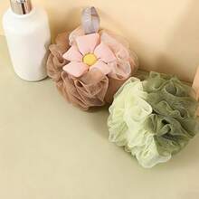 1 Piece Color Block Bath Sponge, High Appearance Level Soft Two-Tone Flower Bath Ball, Foaming Body Scrubber Bath Sponge Ball, Home Bathroom Bath Flower Shower Ball, Soft Not Easy To Fall Apart Bath Flower Ball - A - View 8