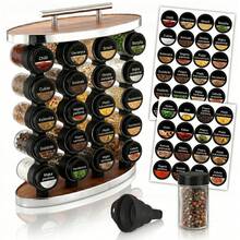 SILVER WOODEN SPICE CONTAINER WALL 20 JARS STAND STICKERS - 銀色 - 查看 1