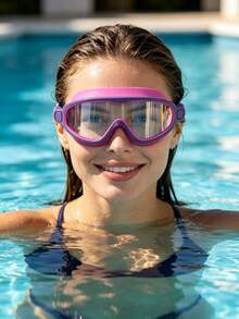 1pc Large Frame Swimming Goggles, Anti-Fog Anti-Water Silicone Earplug, Suitable For Swimming Training And Leisure, Holiday Gift For Men And Women - Multicolor - View 3