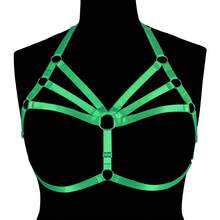 Adjustable Gothic Cage Bra Harness, Punk Dark Neck Strap, Elastic Party Club Accessories, Multi-Color - A - View 16