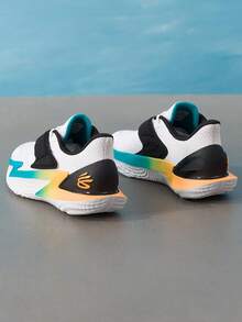 Under Armour Giày bóng rổ ngoài trời thoải mái, nhẹ, kiểu dáng thường ngày, mã sản phẩm 6001648-100 - Xanh lam/Vàng/Đen/Trắng - Xem 5