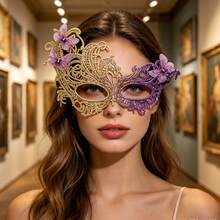 Halloween Rhinestone Butterfly Mask - Sparkling Butterfly Shape With Bright Rhinestone Embellishments, For Masquerade, Cosplay Dress Up - 紫色 - 查看 7