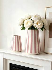 1pc Fashion Striped Vase Pair, Solid Color, Compact Decor, Suitable For Small Spaces Or Gifts, French Luxury And Nordic Minimalist Style, Ideal For Coffee Table Or Shelf Styling - Multicolor - View 8