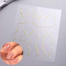Autocollants pour ongles avec rubans de feuille d'or et motifs d'étoiles, autocollants pour ongles en forme d'étoile argentée imperméables, décorations pour ongles avec rubans et étoiles scintillants, décalcomanies pour ongles ciel étoilé laser, décorations d'art pour ongles convenant aux filles et aux femmes. - Multicolore - Voir 6