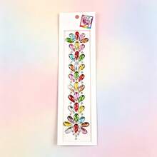 1pc Colorful Petal Rhinestone Sticker, Multi-Color Rhinestone Arrangement, Self-Adhesive, Shiny And Eye-Catching, Suitable For Spring/Summer Music Festival Party, Music Festival Dancing, Photoshoot Styling, Beginner-Friendly, Easily Create Personalized Makeup, Apply To Hair, Face, Forehead, Waterproof And Long-Lasting, Not Easy To Fall Off, Multiple Color Combinations Available, Suitable For Different Style Looks, Easily Enhance Visual Appeal - Multicolor - View 5