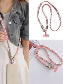 1pc Pink Hot-Selling 3-Strand Rope Style Crossbody Backpack Strap Lanyard, Universal Anti-Loss Phone Case Strap For Men And Women, Compatible With All Phone Models, CCD, Instant Camera, Etc. - Multicolor - View 1