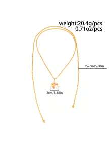 1pc Minimalist Heart Pendant Long Necklace, Sweet Square CCB Bead Choker Necklace Accessory, Suitable For Women's Daily Commute, Dating, Shopping, Party, Best Valentine's Day Gift (CCB Resin Non-Metal Material, Purchase With Caution) - Yellow Gold - View 6
