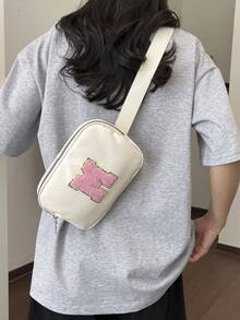 女款休閒胸包/腰包，多功能斜背小包，輕量極簡零錢包，現代街頭風手機包 - 白色 - 查看 1