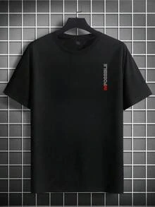 T-Shirt Uomo 180g In Cotone 100% Con Stampa A Caldo, Girocollo Traspirante E Confortevole, Design Vintage Streetwear Americano, Maglietta Casual Estiva Versatile In Stile Urban, Resistente E Facile Da Lavare, Ideale Per Outdoor, Skate, Viaggi E Look Quotidiano Moderno - Black - View 2