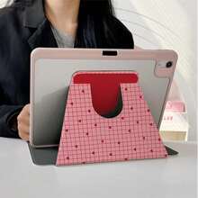 1 buah Casing Pelindung Tablet yang Dapat Diputar 360°, Motif Kotak-kotak Merah & Hati, Dengan Slot Pena, Penutup Penyangga Magnetik Multi-Sudut, Mendukung Fungsi Tidur/Bangun Otomatis, Kompatibel dengan iPad PRO/AIR, Pad 5/6/7, Pad, Matepad, Pad, Honor Pad, Xiaoxin Pad - MultiWarna - View 3