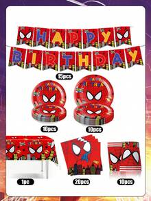 Marvel 蜘蛛人主題，適用於蛋糕裝飾配件和生日派對、野餐、家人朋友聚會、生日慶祝和戶外晚餐等派對用品 - 多款 - 查看 13