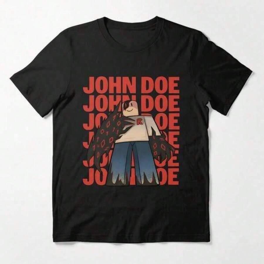 John Doe Forsaken Robloxs Essential T-Shirt 2026 New Style Short Sleeve Classic Tee Soft Cotton Casual Top Streetwear Unisex Gift For Teens Men Women 2000s Style Regular Fit, Short Sleeves, Slightly Stretchy, Heat Transfer Print, Men's Style, Casual Top Suitable For All Seasons, Cotton, Exclusive T-Shirt Designed For Discerning Customers, Streetwear Women,2000s Style,Gym,Gym Wear Women,Squishies,Sports Top,Alt,Children's T-Shirts, Kids' Clothing, Printed T-Shirts, Graffiti-Style Cartoons Women's Casual Printed Round-Neck T-Shirt, Summer Style, Cartoon Print, Suitable For Various,Scenes,Men T'shirt - Black - View 1
