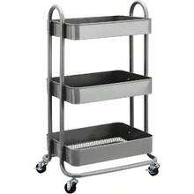 3-Tier Rolling Kitchen Cart White Rolling Utility Cart With Wheels Storage Organizer For Home Office - Charcoal - View 1