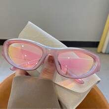 1 Piece Women's Oval Eyewear, Pink Frame With Tinted Lenses, Y2K-Inspired Style, Versatile Statement Accessory For Summer Beach, Vacation, Camping, Graduation, Travel And Daily Wear, Ideal For Street Style, Casual Outings And All-Season Use, Great Gift For Her - Gọng kính màu hồng tím, tròng kính màu hồng - Xem 7