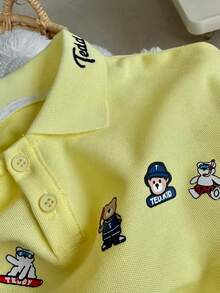 Kids Boys Girls Summer Polo Shirt, Casual Cute Short Sleeve T-Shirt - Yellow - View 5