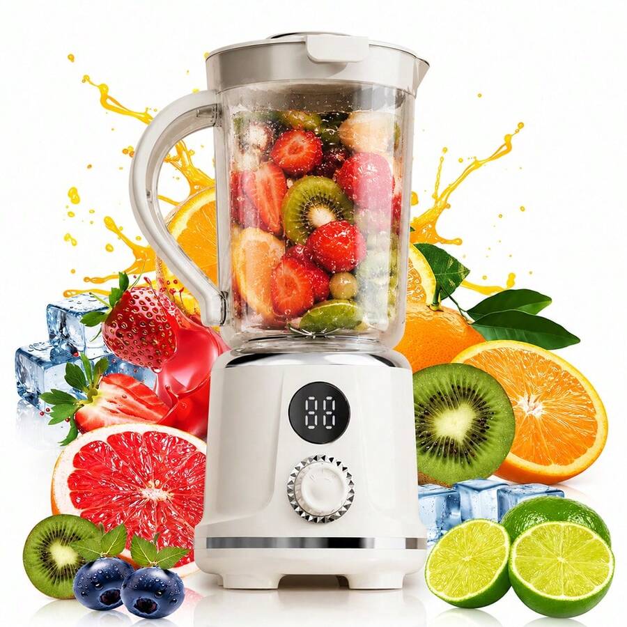 FollowBreak Portable Blender With LED Display, Rechargeable Blender Juicer, Fruit And Vegetable Mixer, 1500mAh, USB Rechargeable, 2 Speed Settings, Detachable Cup Body, Kitchen Blending Cup, Suitable For Kitchen, Home, Camping, Outdoor