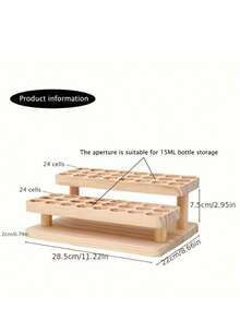 2-Tier 28-Hole Wooden Essential Oil Bottle Storage Rack Sample Bottle Dispenser Display Stand MADE IN CHINA - View 1