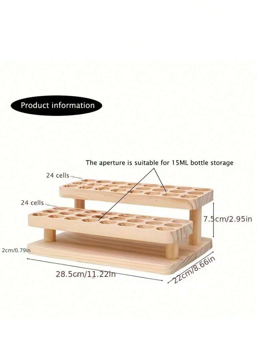 2-Tier 28-Hole Wooden Essential Oil Bottle Storage Rack Sample Bottle Dispenser Display Stand MADE IN CHINA - View 1