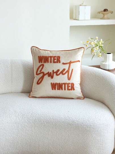 LCUHPCL 1pc All-Season Commute Winter Sweet Winter Velvet 3D Embroidered Pillow Case Suitable For Living Room, Bedroom, Party And Other Environments
