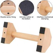 Liegestützgriffe Holz, Handstand Griffe, Push Up Bar für Parallettes, Handstand Stütze, Liegestütze Griff mit Rutschfeste Gummibasis, Crossbar Liegestütze Stange für Indoor Outdoor, Unterstützt bis zu 150KG, Ideal für das Training des Oberkörpers, um Brust, Schultern und Trizeps effektiv zu trainieren. Reduziert die Belastung von Sehnen, Bändern und Handgelenken - Khaki - Übersicht 5