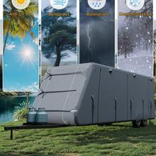 Travel Trailer RV Cover,  Waterproof, UV-Resistant, Windproof Travel Trailer Cover With Tire Covers,   Tongue Jack Cover, Repair Patch - A - View 6