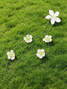 1個甜美粉色仿真百合花流蘇髮夾，女孩側邊髮飾，仙女風拍照與日常穿搭女性髮飾 - 白色 - 查看 7