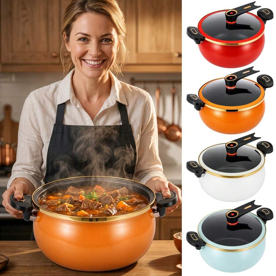 Stew Pot With Lock Lid Large Capacity – Stock Pot For Braising, Soups, Stews - View 1