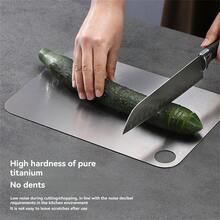 1Pc Silver Stainless Steel Round Hole Cutting Board, Solid Metal Material Anti-Bacterial And Durable. Round Hole Design Convenient For Hanging Storage And Handling. Smooth Surface Not Easy To Leave Knife Marks, Effortless To Clean. Suitable For Cutting Vegetables, Meat And Daily Food Preparation. - 1PC - View 3