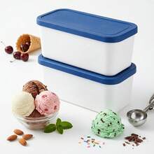 2 st/set 2L återanvändbara fryslådor med silikonlock, matförvaringsboxar för hemgjord glass, sorbet, fryst yoghurt och gelato, stapelbara på fryshyllor - Multifärgad - Visa 8