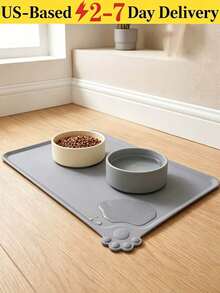 Minimalist Silicone Pet Feeding Mat | Superior Waterproof Performance | High-Raised Edge Protection | Reusable & Washable | Cat Food Catcher Mat | Catches Food Spills | Dog Feeding Bowl Mat | Protects Carpets & Tile Floors From Water Drips & Wet - Style A - View 1